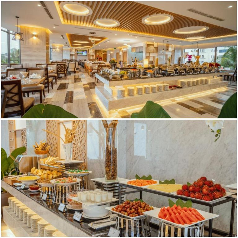 Navada Beach Hotel với khu nhà nhà mang không gian của tự nhiên với cây xanh và hệ thống cửa kính, cung cấp các mọi ăn của mọi miền.