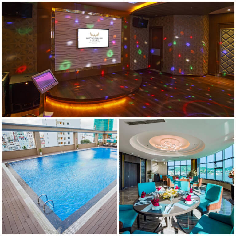 Du khách khi đến với Mường Thanh Luxury Nha Trang sẽ được tận hưởng rất nhiều các dịch vụ tiện ích như phòng karaoke, bể bơi ngoài trời, khách sạn cao cấp.