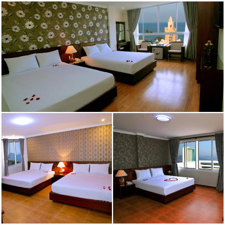 Các căn phòng tại Khách Sạn Thiên Nga sở hữu view nhìn ra toàn cảnh biển Nha Trang vô cùng đẹp và có nội thất sử dụng chất liệu là gỗ tự nhiên không gian trở nên vô cùng ấm cúng. 
