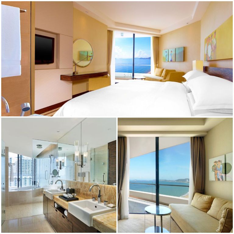 Khách sạn Sheraton Nha Trang sở hữu hệ thống phòng nghỉ từ cơ bản đến cao cấp và diện tích mỗi phòng từ 33m2-180m2, có view biển.