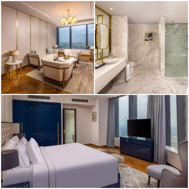 Phòng Suite được Melia Vinpearl Hà Tĩnh bố trí một phòng khách và phòng tắm có bồn riêng đảm bảo tiện nghi và thoải mái. (nguồn: agoda.com)