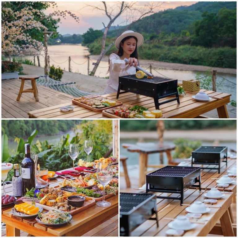 Với góc nhìn đẹp đến sông Đại Huoai, nhà hàng là một điểm check in không thể bỏ lỡ. 