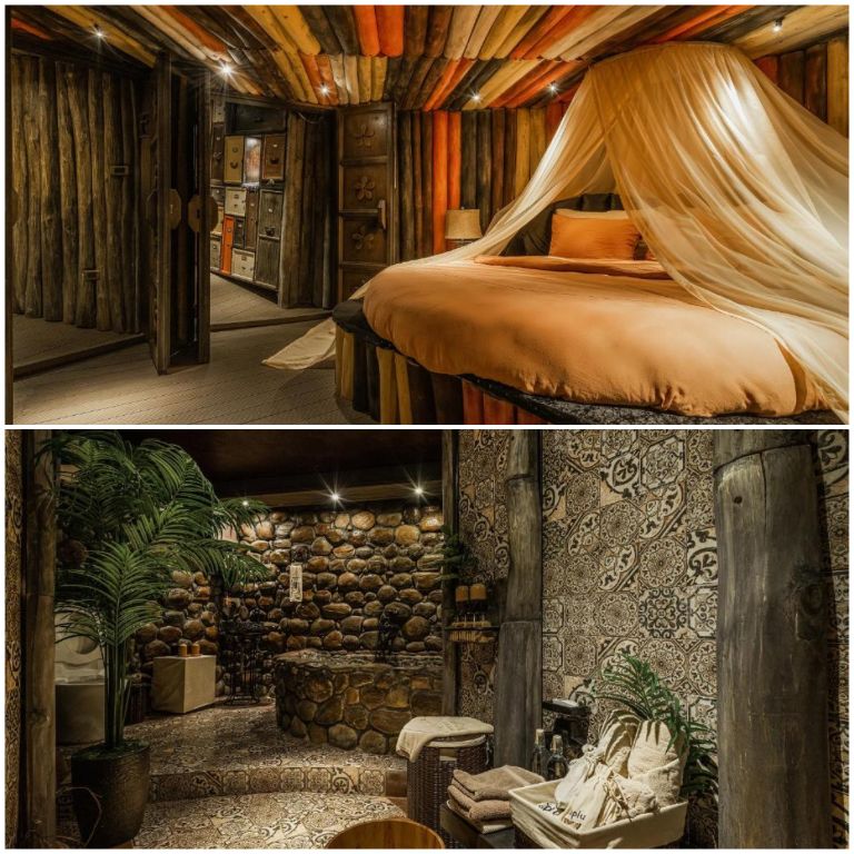 Hạng biệt thự Layla Qays sở hữu phòng ngủ mang thiết kế độc đáo với gam màu cầu vồng cùng nội thất độc lạ (nguồn: booking.com)