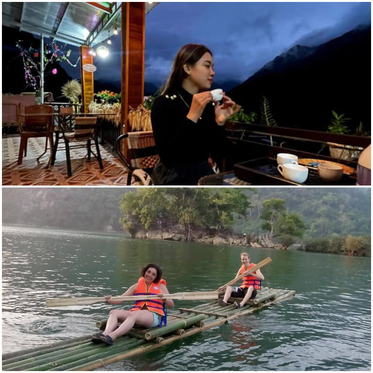 Các dịch vụ nổi bật tại Ba Bể Lake View có thể kể đến là ẩm thực đặc sản vùng cao trong không gian văn hóa nhà sàn độc đáo, buổi văn nghệ giao lưu, chèo thuyền