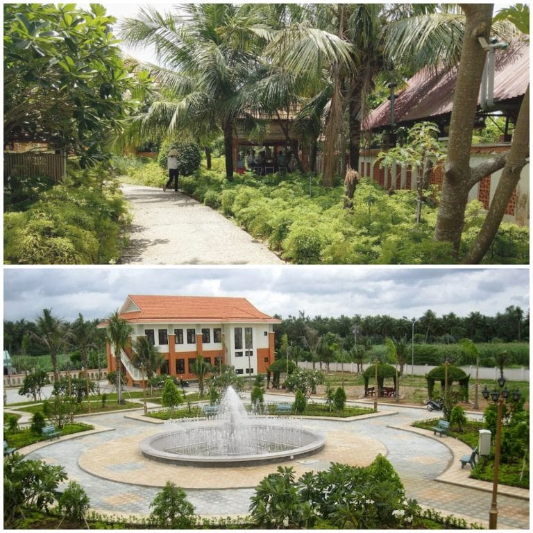 Khuôn viên khu nghỉ dưỡng được trồng đa dạng các loại cây nhiệt đới và cây cảnh trang trí, tạo nên không gian sống trong lành, yên bình. (Nguồn: Internet)