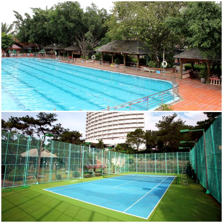 Khi lưu trú tại đây, du khách có thể tha hồ chơi tennis hoặc bơi lội tại khu vui chơi riêng cách chỗ ở vài trăm mét. (Nguồn: Internet)
