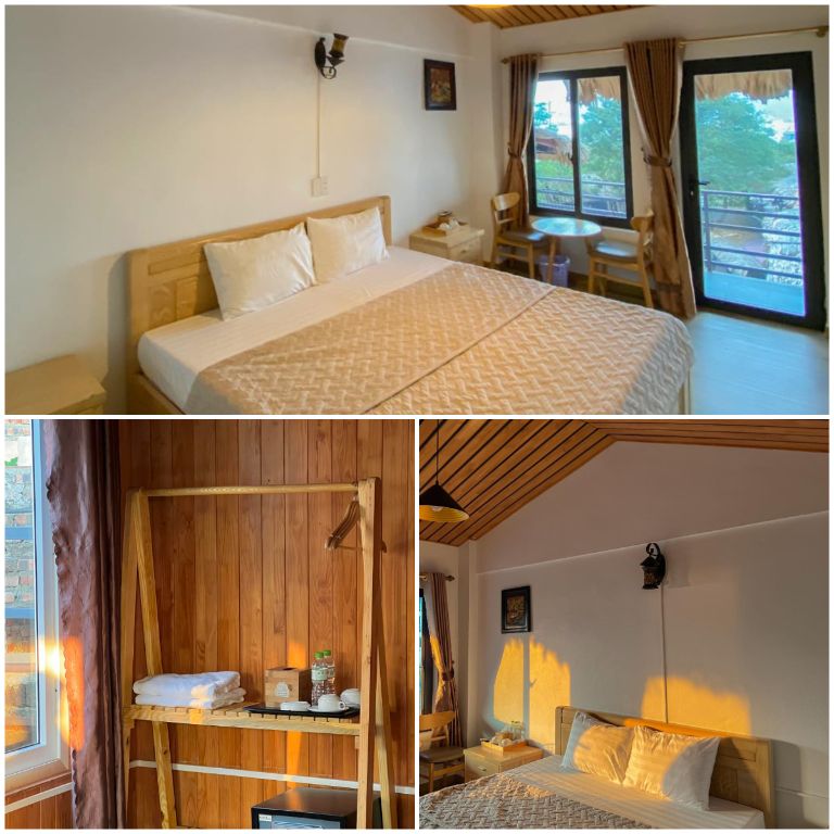 Các phòng nghỉ sử dụng tông màu trắng và vàng làm chủ đạo, nhằm tạo ra không gian ấm cúng và thoải mái cho khách hàng nghỉ dưỡng.