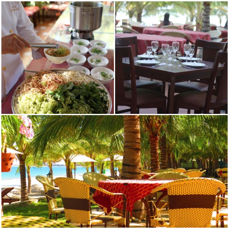 Nhà hàng Hương Dừa sở hữu không gian ngồi ngoài trời trong sân vườn rộng lớn, view ôm trọn bãi biển và khu vườn xanh cực thư giãn (nguồn: facebook.com)