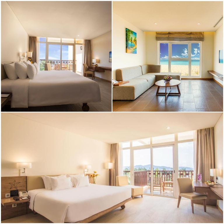 Phòng nghỉ nào của Sandy Beach Non Nuoc Resort cũng đều rộng rãi, thiết kế đơn giản với tone trắng chủ đạo. 
