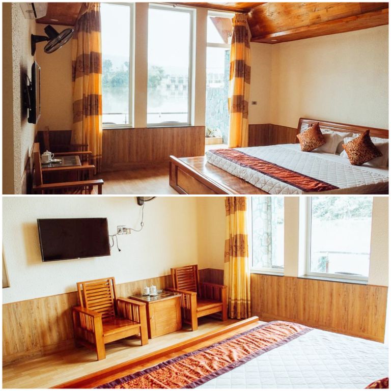 Trường Xuân Resort Hà Giang mang đến hệ thống phòng ốc sạch sẽ, tiện nghi với gam màu vàng cam trầm (nguồn: booking.com)