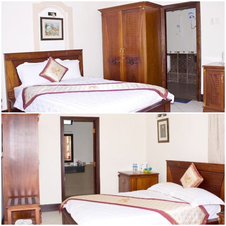 Hải Tiến Resort Thanh Hoá mang đến hệ thống phòng nghỉ hiện đại với gam màu nâu trầm kết hợp cùng hoạ tiết thổ cẩm (nguồn: booking.com)
