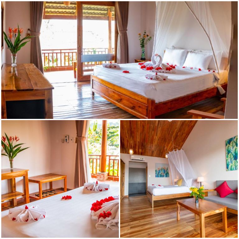 La Casa Resort gồm các căn phòng nghỉ được thiết kế đậm chất thôn quê với nhà mái ngói đỏ, tường tắng và sử dụng nội thất gỗ.