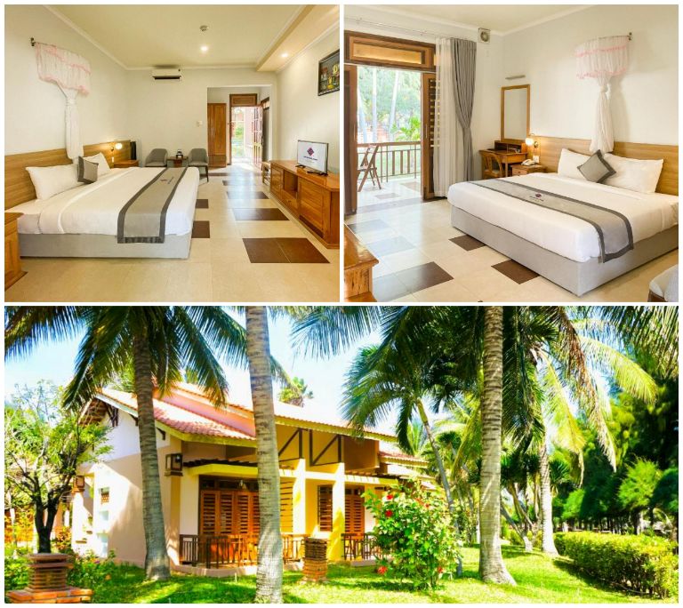 Các căn bungalow đem đến những căn phòng lưu trú kiểu truyền thống với tường sơn màu vàng chanh và nội thất gỗ sồi. (Nguồn: Internet)