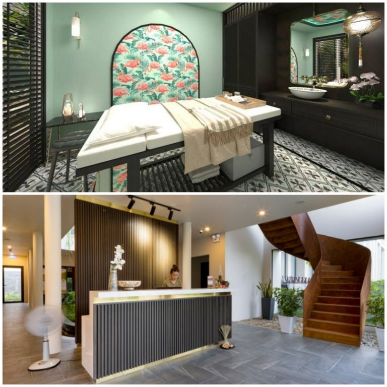Spa trong khu nghỉ dưỡng 4 sao được xây dựng theo lối kiến trúc Indochine cổ điển với sàn lát gạch bông và nội thất gỗ mun cao cấp. (Nguồn: Internet)