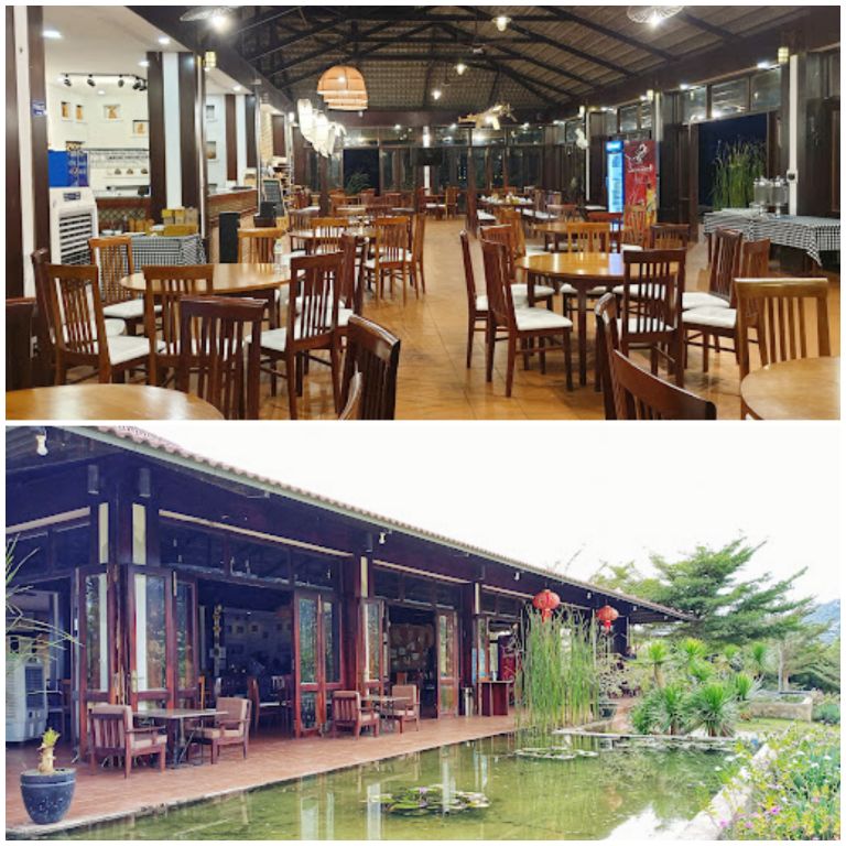 Resort cung cấp 1 nhà hàng mang phong cách truyền thống và hơi hướng Champa bản địa, nơi chuyên phục vụ các món Việt truyền thống. (Nguồn: Internet)