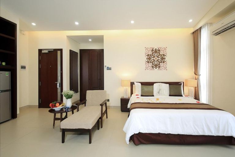 Resort Sài Gòn này mang kiến trúc Nhật Bản vào trong thiết kế các phòng nghỉ. 