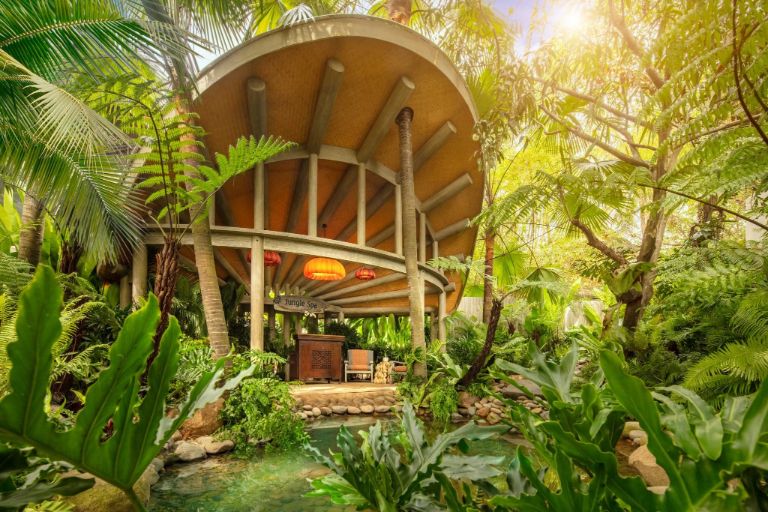 Jungle Spa được xây dựng như một căn nhà tại rừng mưa nhiệt đới nơi châu Đại Dương. 