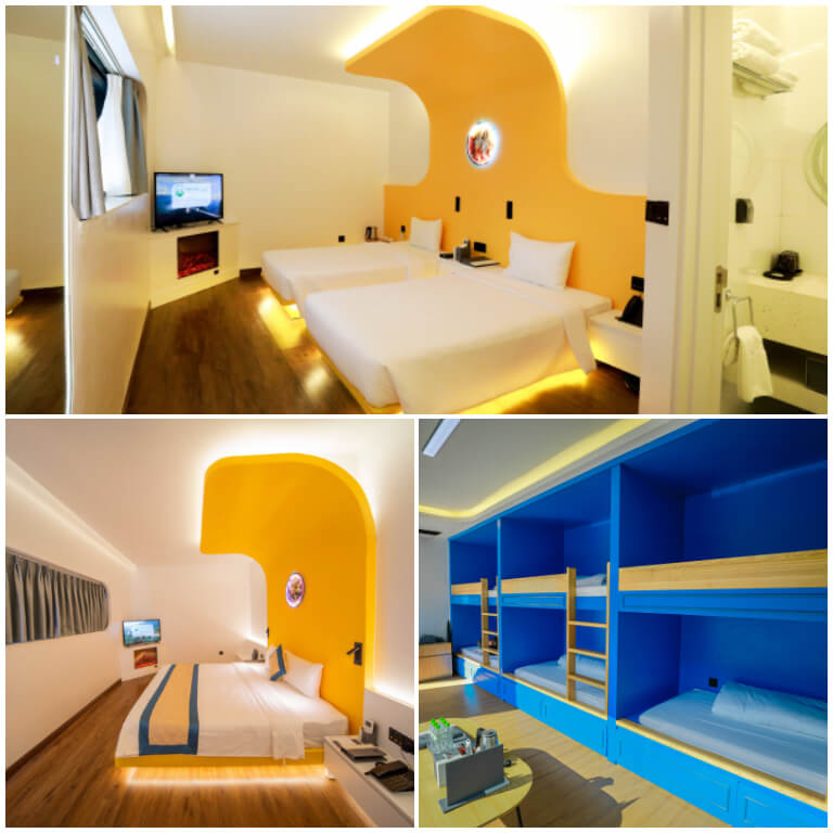 Khách sạn đoàn tàu là hệ thống phòng nghỉ có thiết kế độc đáo nhất tại Mộc Châu Island, sử dụng tone trắng kết hợp với các màu sắc bắt mắt khiến không gian hiện đại và sáng tạo. 