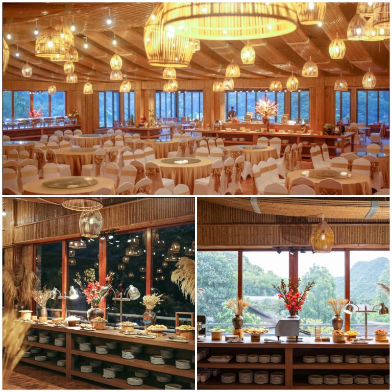 Phòng ăn buffet Phượng Hoàng với sức chứa lớn nhất lên tới 500 khách hàng. 