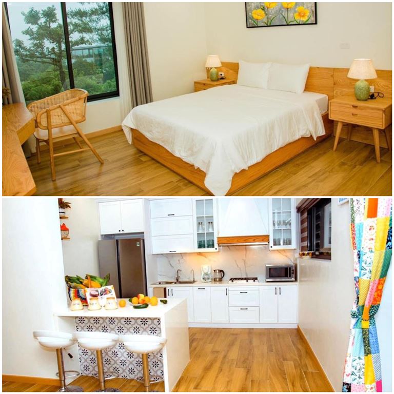 Hệ thống phòng nghỉ resort Vĩnh Phúc được thiết kế đơn giản nhưng ấm cúng, có tiêu chuẩn dành cho nhóm khách từ 2 - 4 người. 