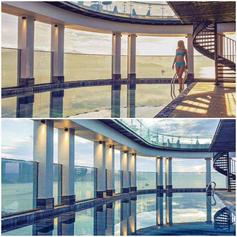 Bể bơi vô cực trên tầng thượng là địa điểm được các "thánh sống ảo" yêu thích, chụp hình check-in cháy máy. (nguồn: stellamarisbeachdanang)