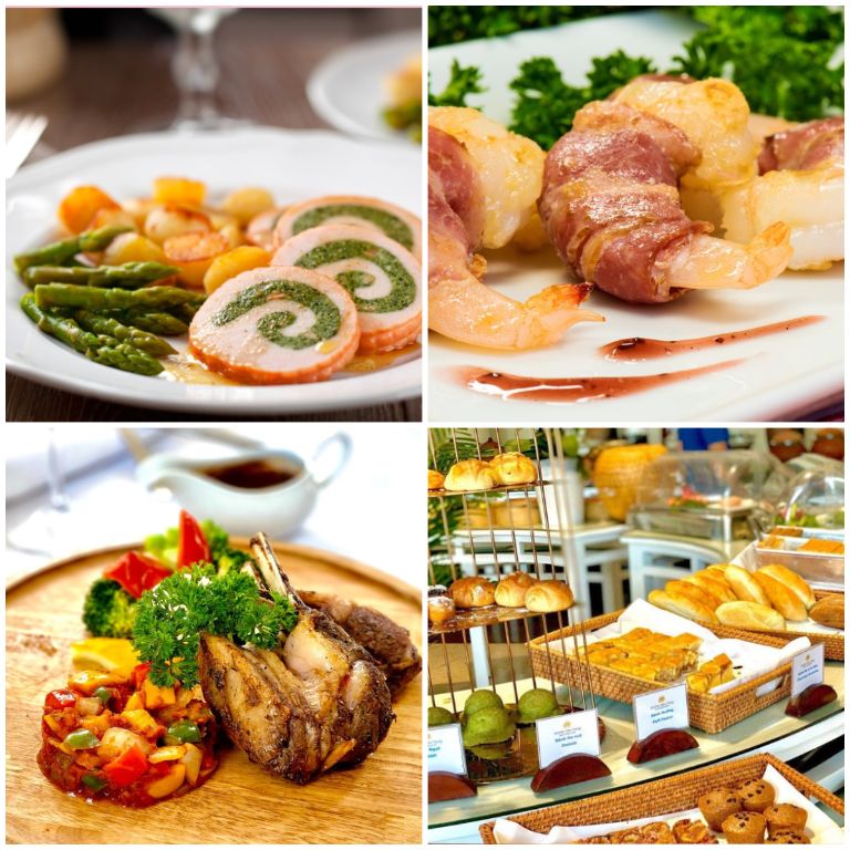 Menu đa dạng các món ăn từ buffet đến món Á Âu hoặc đặc sản đều sẽ được phục vụ tại nhà hàng của khách sạn. (nguồn: facebook.com)