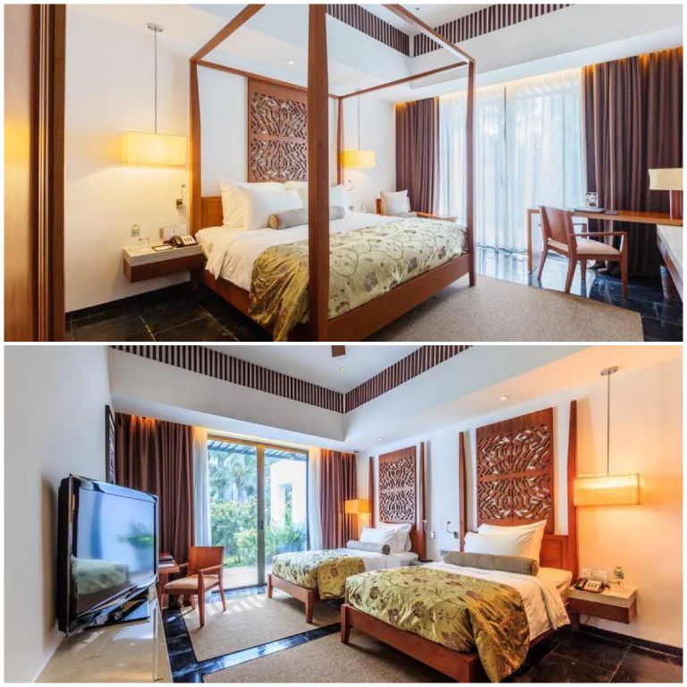 Biệt thự 2 phòng ngủ mang thiết kế cổ điển với nội thất màu gỗ hương (nguồn: agoda.com)