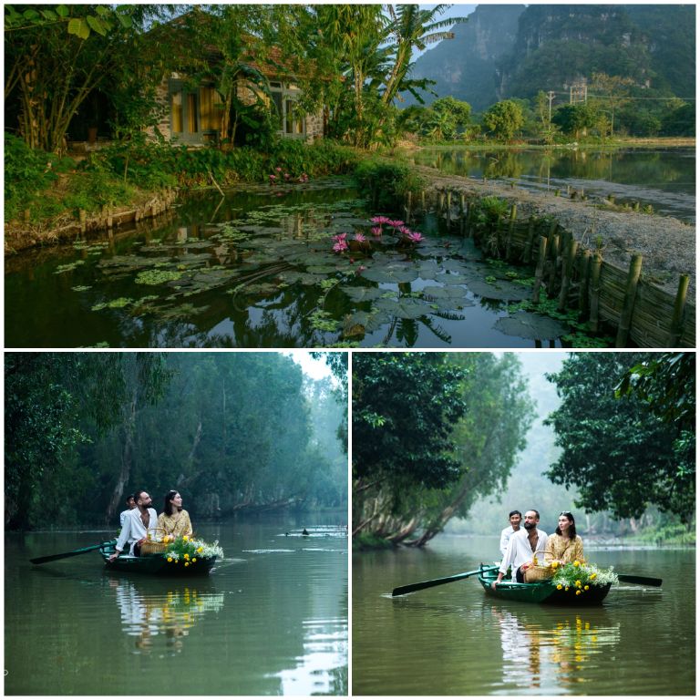 Hãy đến nghỉ dưỡng tại Tam Cốc Garden Resort vào tháng 7 đến tháng 10 để trải nghiệm tiện ích chèo thuyền ngắm sen nở cực chill. 