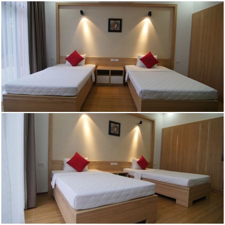 Phòng Twin sử dụng hai tông màu trắng và nâu làm chủ đạo, đem lại không gian sống thoải mái, dễ chịu. 