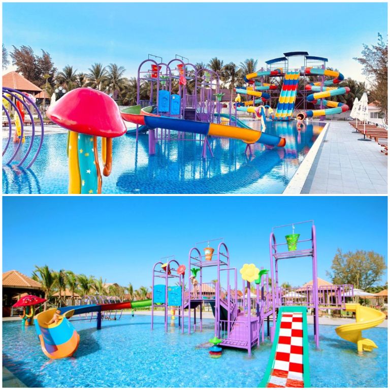 Công viên nước giải trí tại TTC Resort Ninh Thuận có hàng loạt trò chơi thú vị, với các khu vực cho từng độ tuổi (nguồn: booking.com)