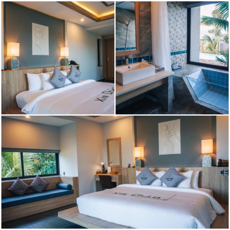 Biệt thự 4 phòng ngủ trên đồi thiết kế hệ thống phòng nghỉ mang gam màu xanh mát, kiến trúc hiện đại (nguồn: booking.com)