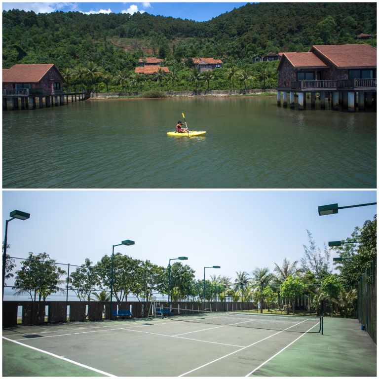 Vedana Lagoon Resort & Spa tổ chức đa dạng các hoạt động vui chơi giải trí như chèo thuyền kayak, chơi tennis (nguồn: booking.com) 