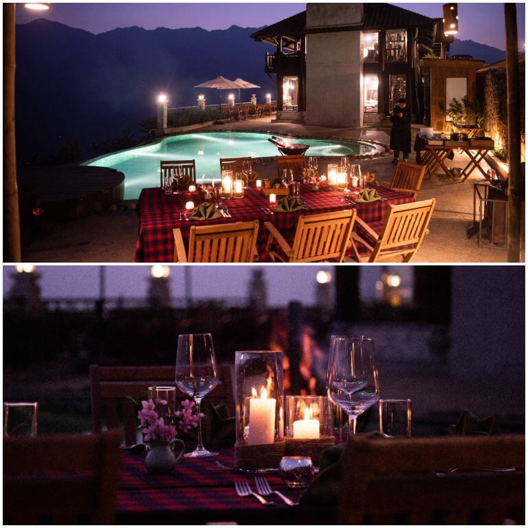 Những bữa tối dưới ánh nến cực kỳ lãng mạn tại nhà hàng của Ville De Mont Mountain Resort. (Nguồn: facebook.com)