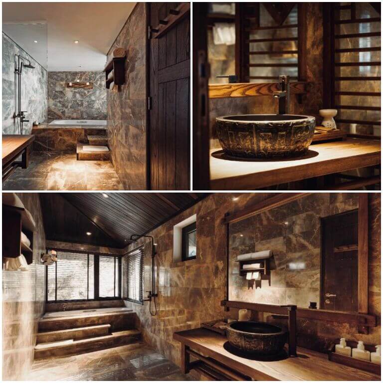 Phòng tắm được lát đá cực kỳ sang chảnh tại khu biệt thự của Ville De Mont Mountain Resort. (Nguồn: booking.com)