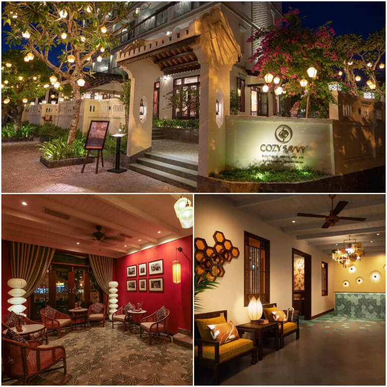 Cozy Savvy Boutique Hotel Hoi An sở hữu thiết kế hiện đại pha trộn nghệ thuật Hội An với gam màu ấm.