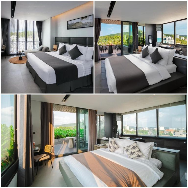 Không gian phòng ngủ thoáng mát nhờ thiết kế cửa kính ở cả 3 mặt tường. (Nguồn: Booking.com) 