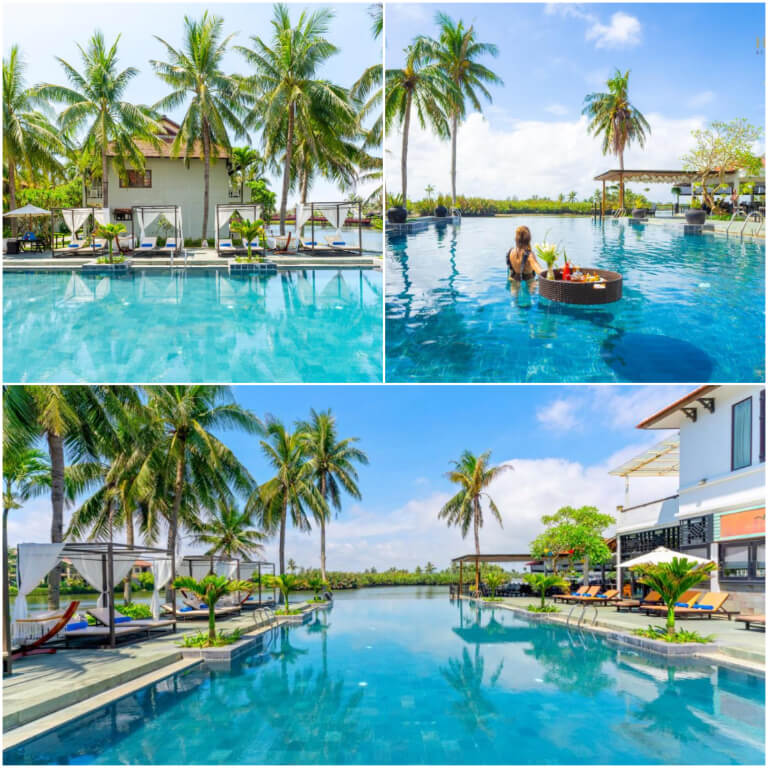 Hệ thống bể bơi đa dạng siêu tiện lợi tại khách sạn Hội An Beach Resort.