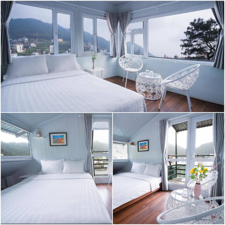 Phòng nghỉ có thiết kế mở siêu đẹp, nổi bật với gam màu trắng.