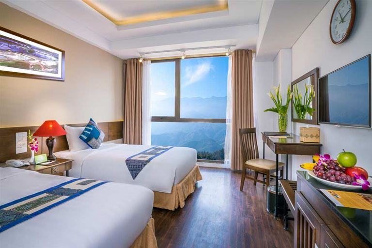 Amazing Hotel Sapa sở hữu hạng phòng Deluxe với tầm nhìn đẹp tuyệt ra toàn cảnh dãy Hoàng Liên Sơn hùng vĩ. 