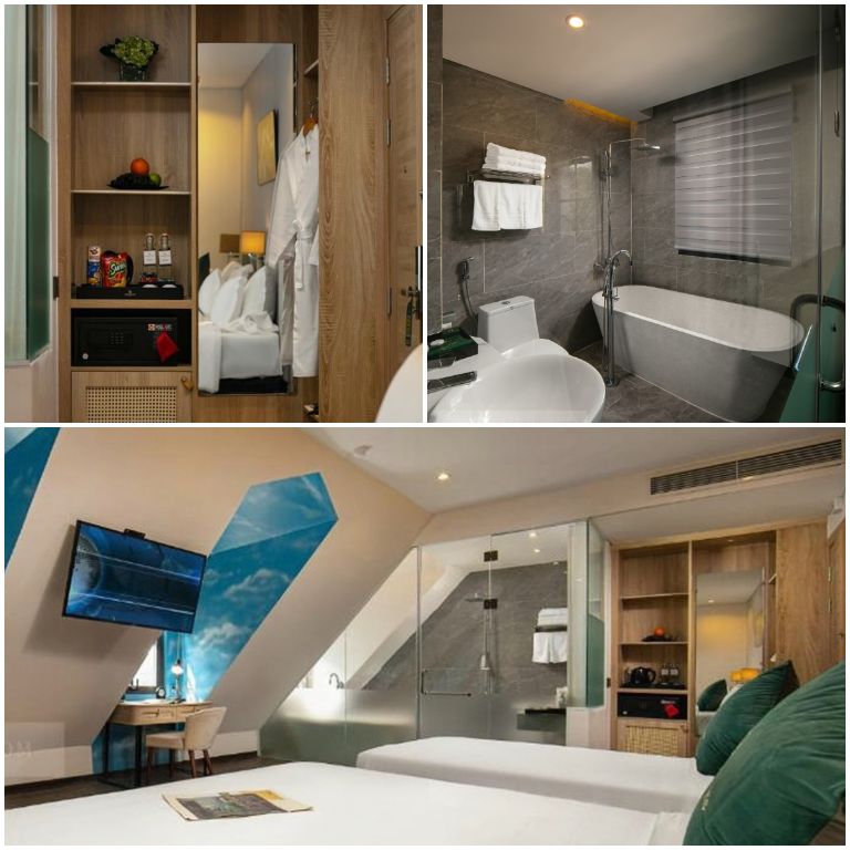 King Premium Ocean View với khung cửa được thiết kế đặc biệt và phòng tắm được phong cách Châu Âu sang chảnh. 