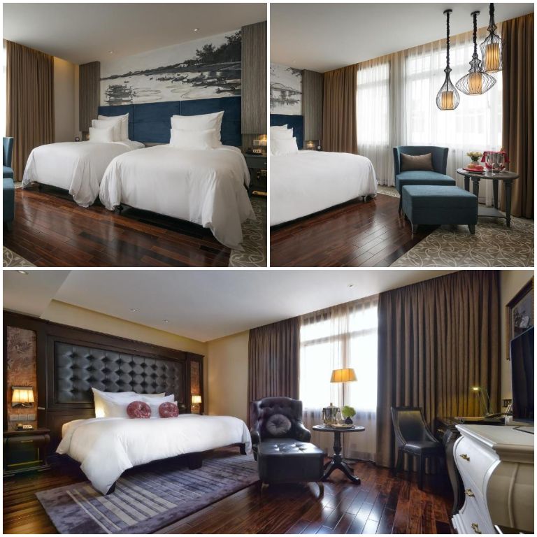 Paradise Suites Halong Hotel với phòng nghỉ hiện đại của các tone màu trắng sơn tường và nội thất gỗ trầm sang trọng. 