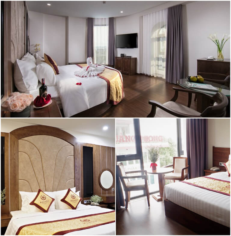 Phòng ngủ mang phong cách hiện đại với tone nâu gỗ và trắng.