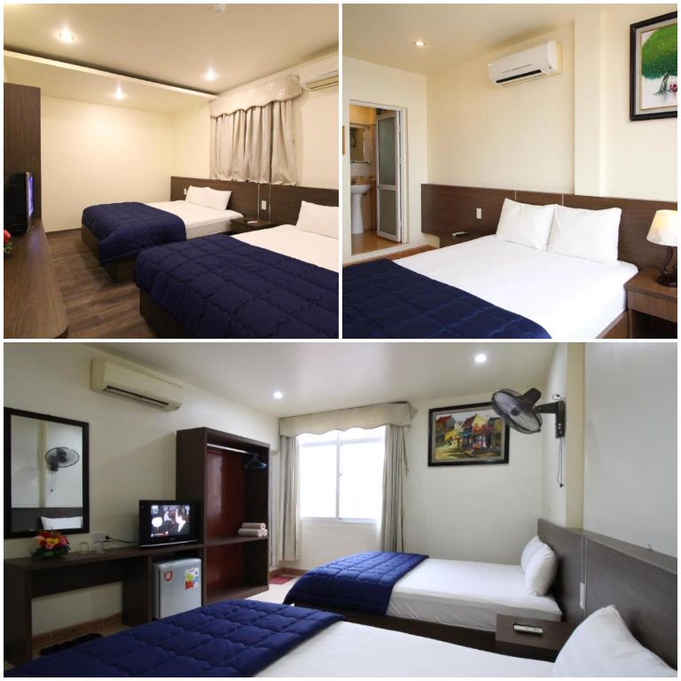 Cat Ba Dream Hotel với phòng ốc sáng sủa bởi sắc trắng của sơn tường và các bức tranh treo đầu giường mang tính thẩm mỹ.