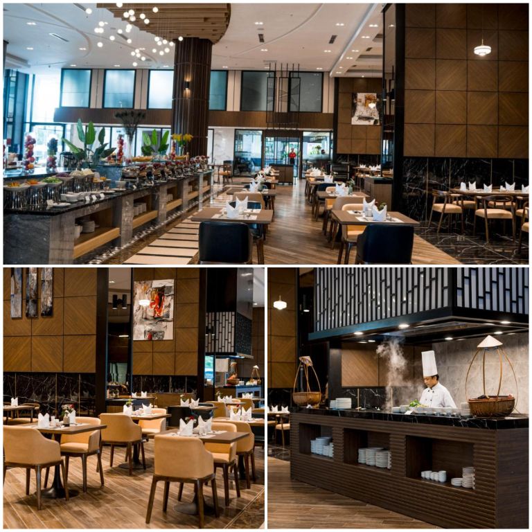 Nhà hàng tại Ramada Hotel & Suites by Wyndham Halong Bay View được thiết kế vô cùng phong cách. 