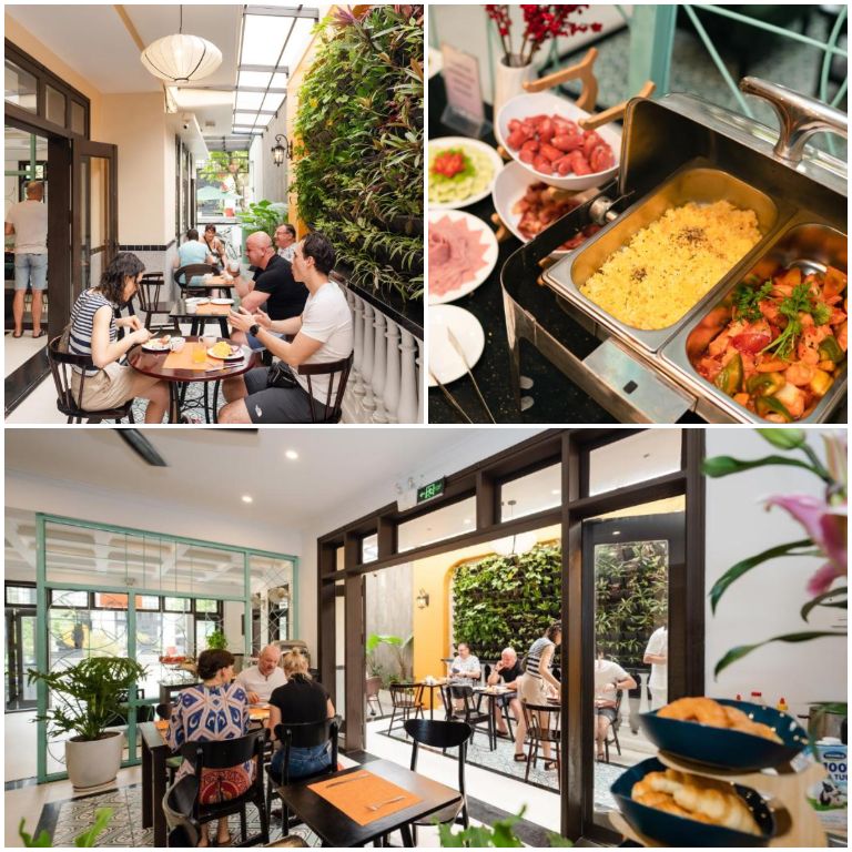 Hoian Ivy Hotel sở hữu nhà hàng nhỏ nằm gần sảnh khách sạn mang đến các món ăn đặc sản xứ Hội với giá hợp lý. 