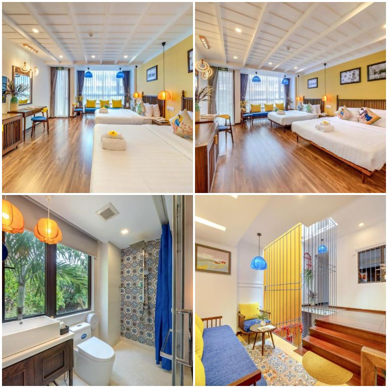 Khách sạn Sơn Trang sở hữu các căn phòng nghỉ mang lối thiết kế nhã nhặn của các tone màu sáng kết hợp với nội thất gỗ và đèn hoa sen.