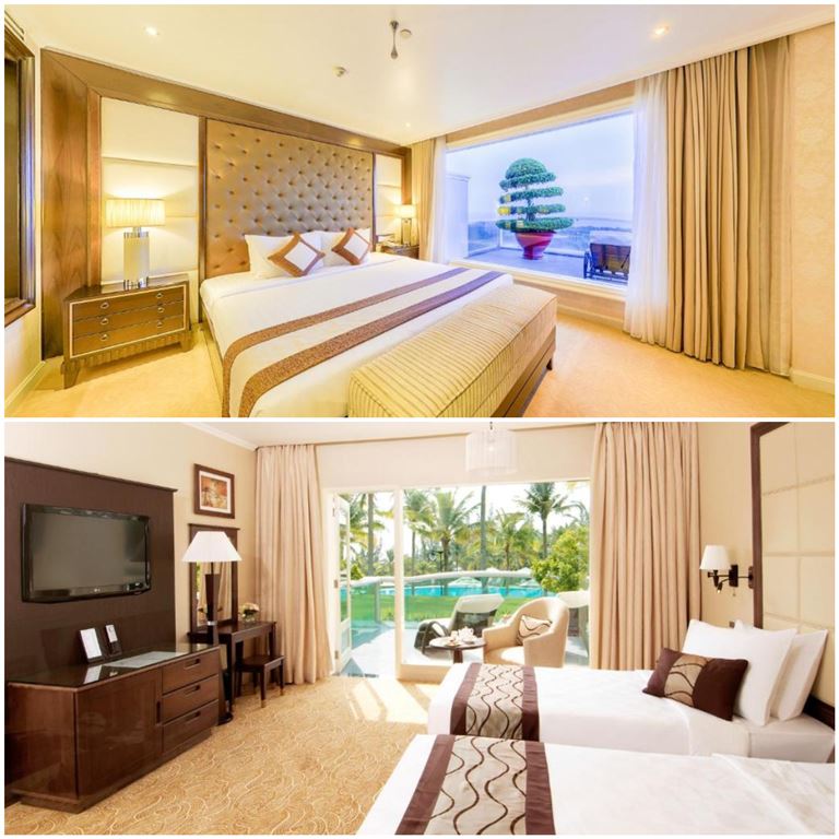 Khách hàng hài lòng với không gian ấm cúng, đầy đủ tiện nghi tại các phòng nghỉ, căn hộ của khách sạn Mũi Né 5 sao này. 