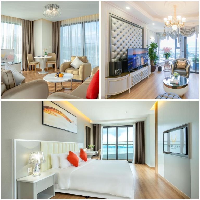 Khách sạn Phát Linh Hotel với hệ thống phòng nghỉ mang đến một không gian đẳng cấp với các tone màu tươi sáng xa hoa.