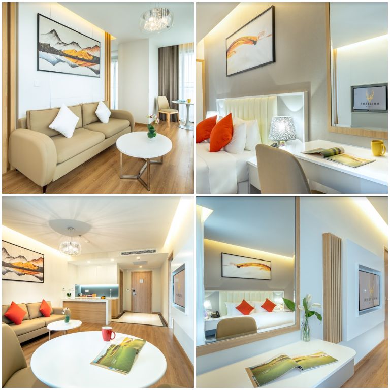 Phòng Suite Ocean View với những bộ sofa đẳng cấp thời thượng nổi bật trên sàn nhà được lát gỗ vân cao cấp.