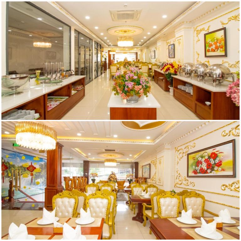 Nhà hàng với hình thức phục vụ buffet đặc trưng có ngay tại khách sạn Quy Nhơn 3 sao này. 
